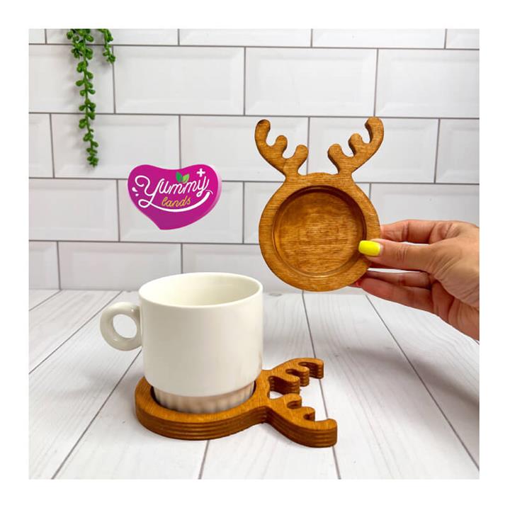 زیر لیوانی بامبو طرح شاخ گوزن